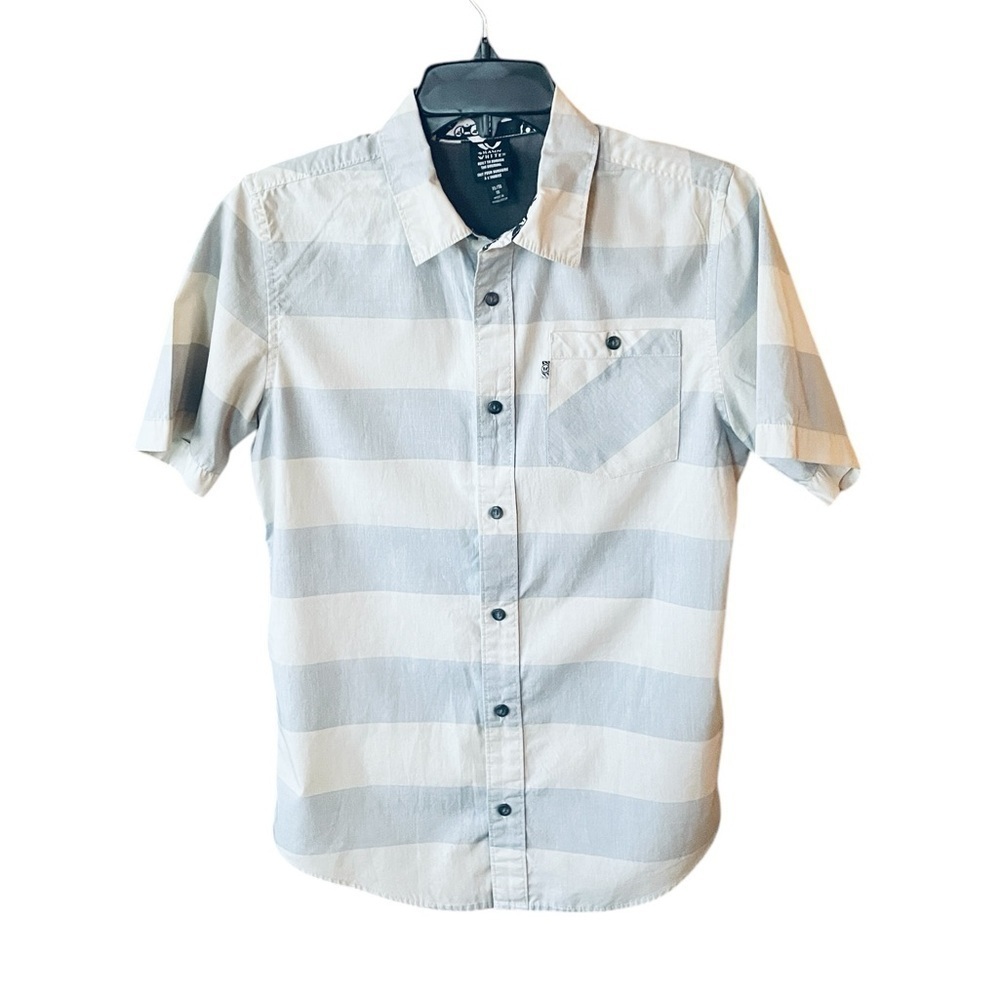 Shaun White boy’s short sleeve button down striped shirt streetwear XL (16) gray